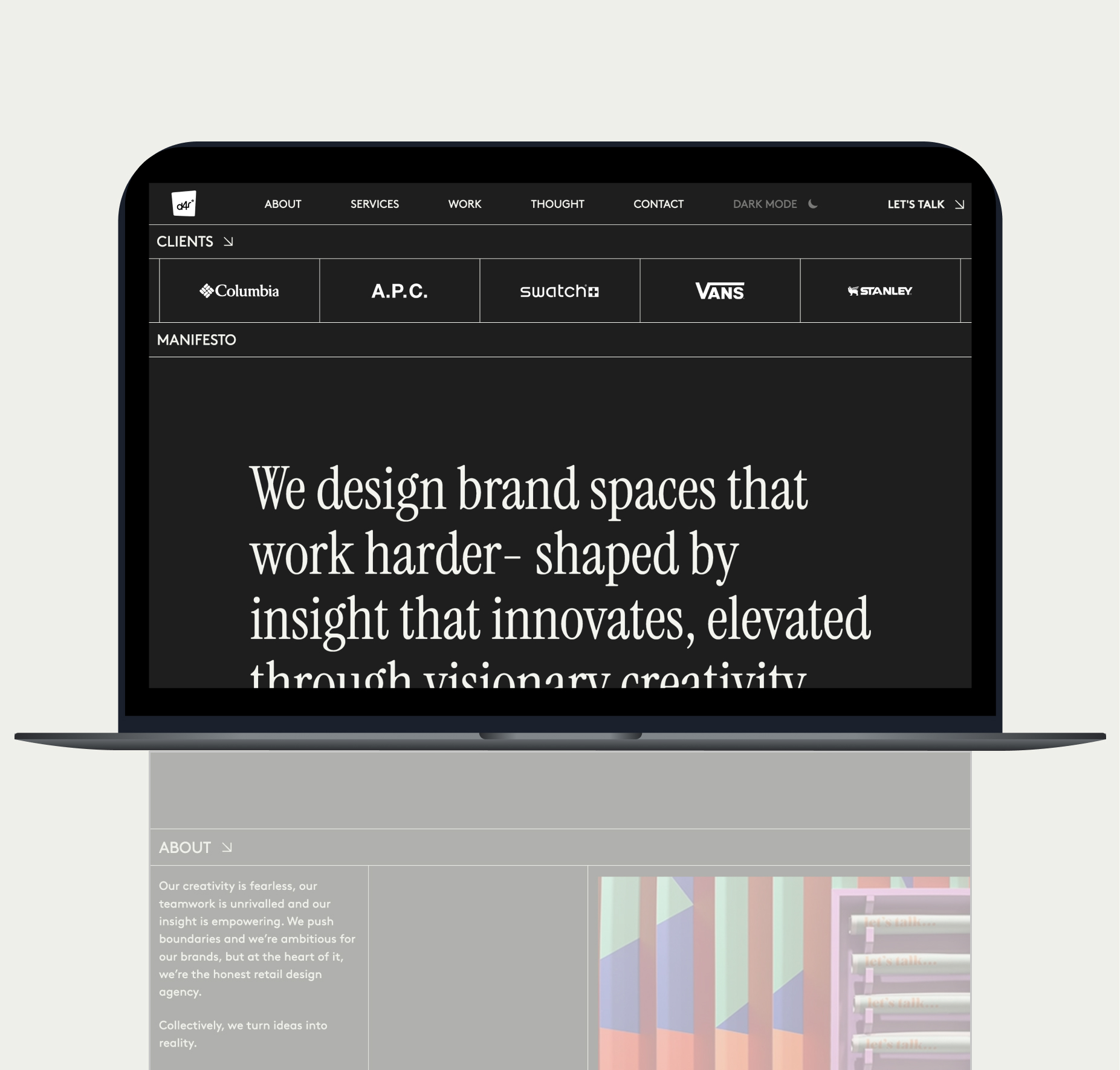 Graphic of a close up of a website depicting an Our Projects page with sample project names and dates.
