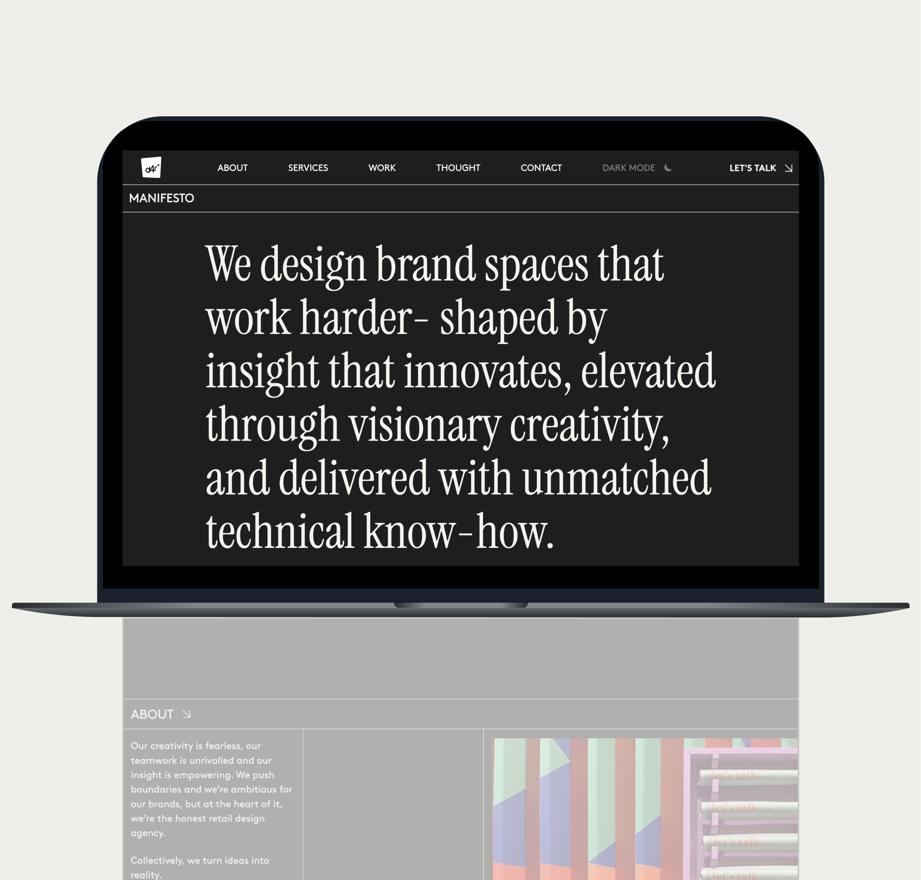 Graphic of a close up of a website depicting an Our Projects page with sample project names and dates.
